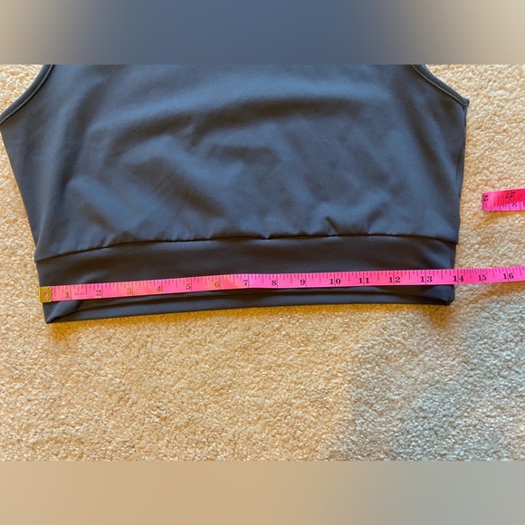 Alphalete Cropped Tank Top Womens Sz L Dark Gray Hooded Athleisure Athletic - Picture 7 of 8